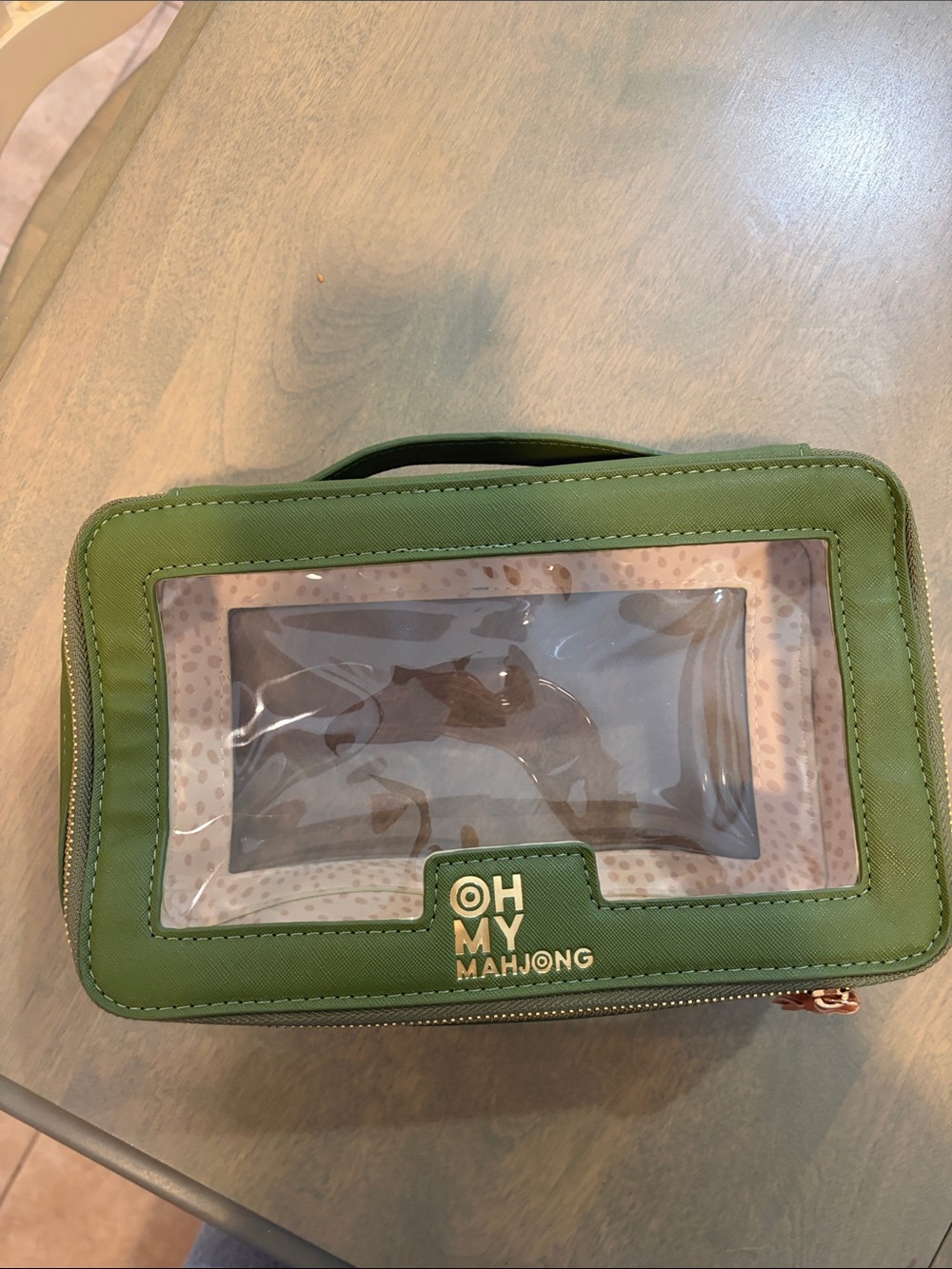 Green Clear-Top mah Jong tile zipper case Case